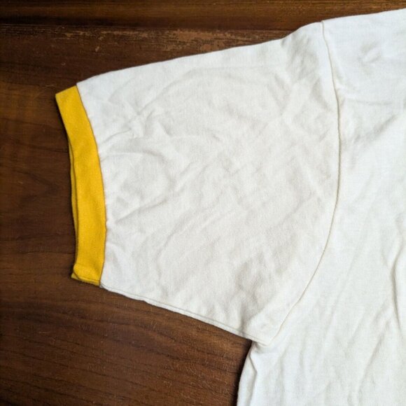 LSU TIGERS We're #1 Shirt Mens Medium White Purple Ringer Finger Retro Style - Picture 6 of 16